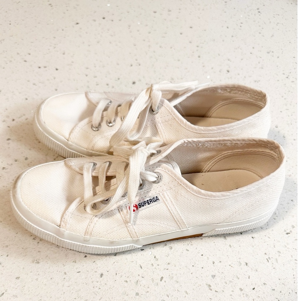 Superga Classic White Canvas Sneakers Women’s EU 38 US 7.5 w/ (discolorations)